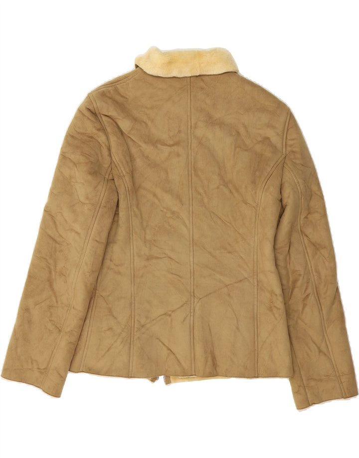 BENETTON Womens Sherpa Jacket UK 14 Medium Beige Modacryl Vintage Benetton and Second-Hand Benetton from Messina Hembry 