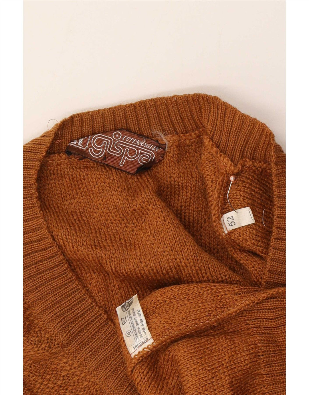 Gispa Débardeur Homme IT 52 Grand Chevron Marron Laine Vierge