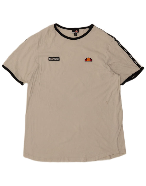 Ellesse T-shirt graphique pour homme 2XL en coton color block blanc cassé