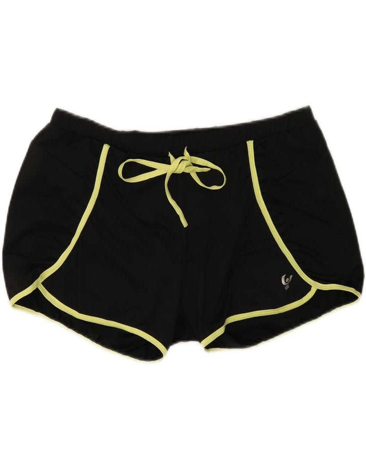 FREDDY Womens Sport Shorts UK 16 Large  Black Polyester Vintage Freddy and Second-Hand Freddy from Messina Hembry 