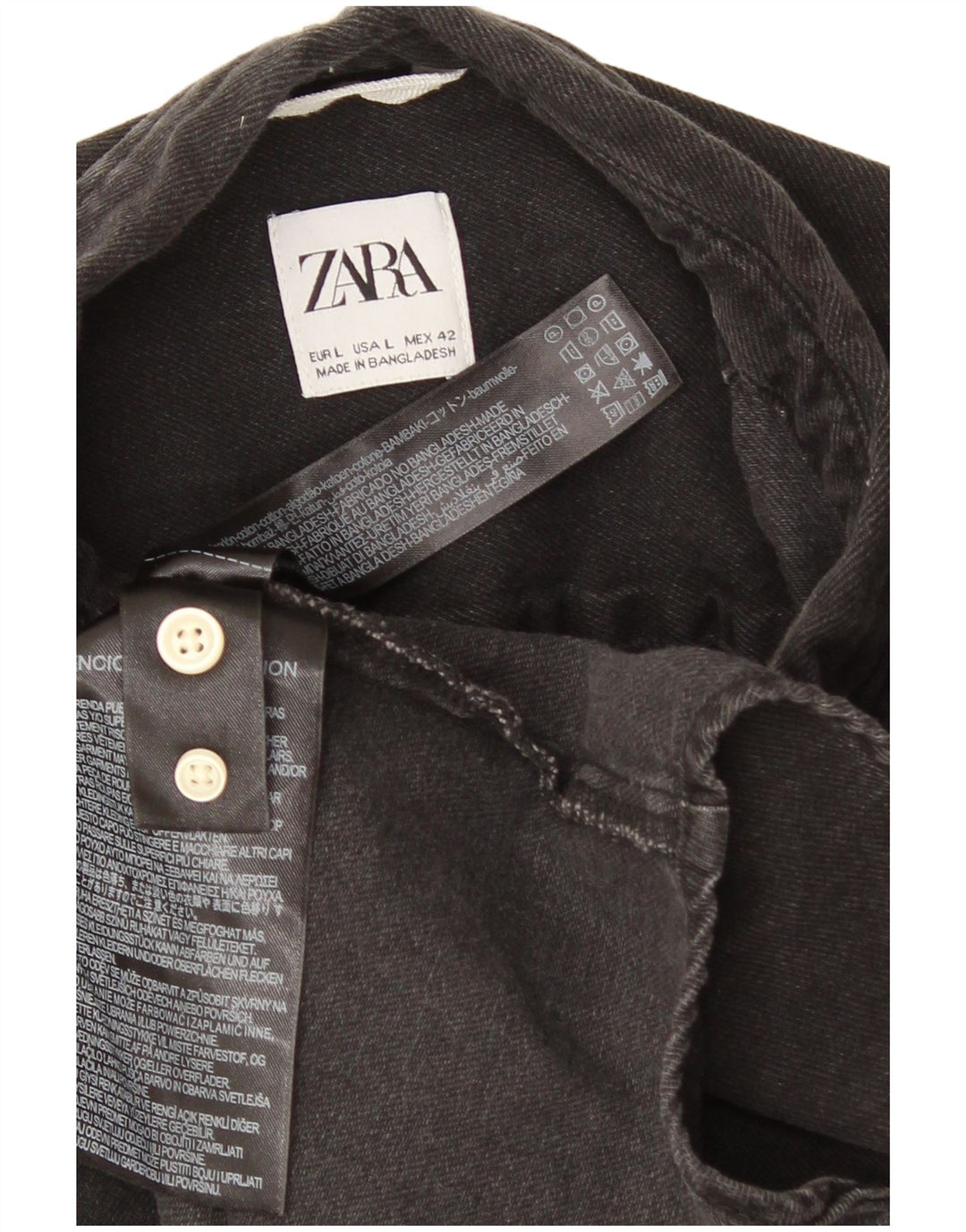Zara Homme Chemise En Jean Large Gris Coton