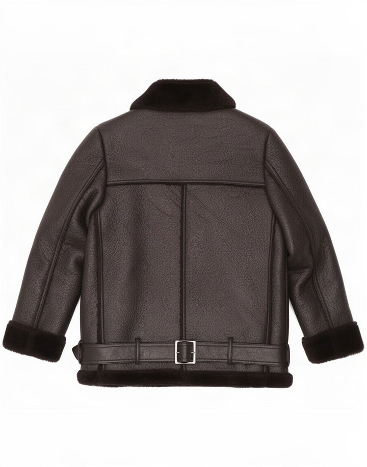 Zara Veste Sherpa Femme UK 10 Petit Noir Polyester
