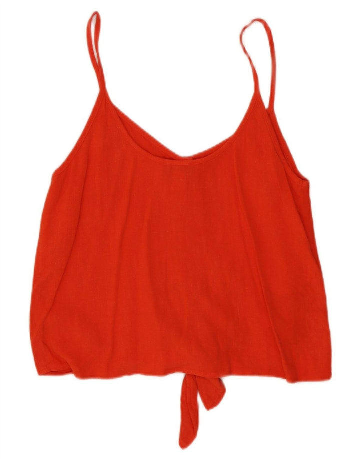 Topshop Femme Crop Front Tie Cami Top UK 8 Petite Viscose Rouge