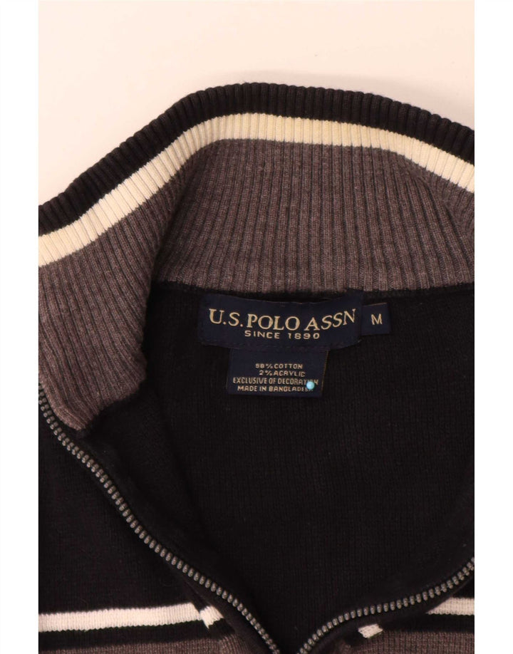 U.S. Polo Assn. Pull Col Zippé Homme Noir Moyen Colourblock