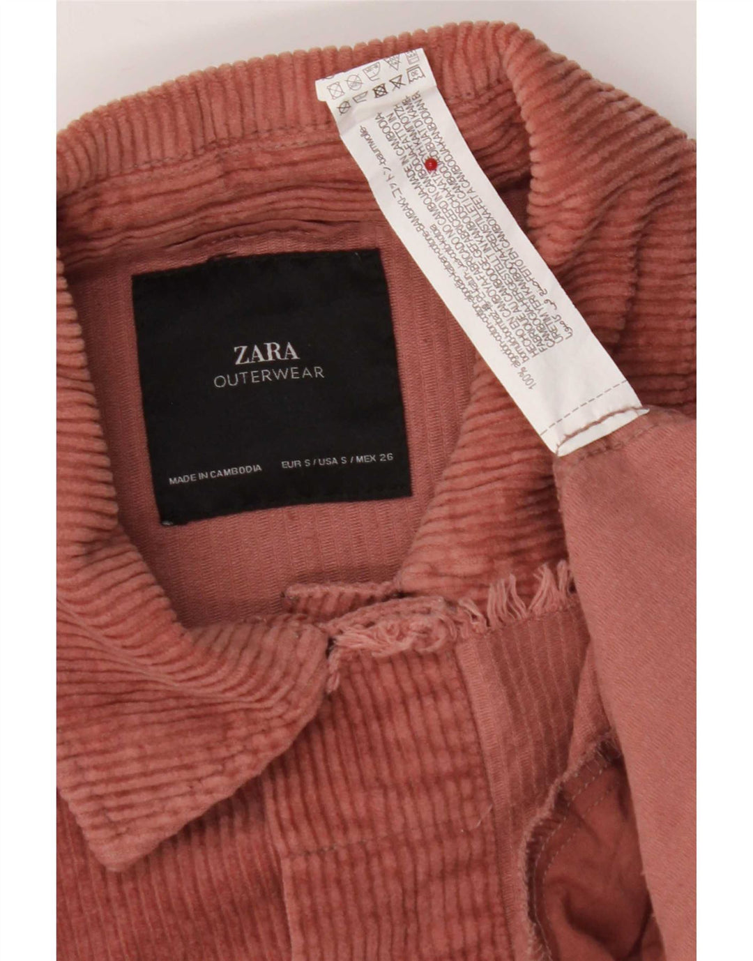 Zara Veste surdimensionnée en velours côtelé pour femme UK 10 Petit coton rose