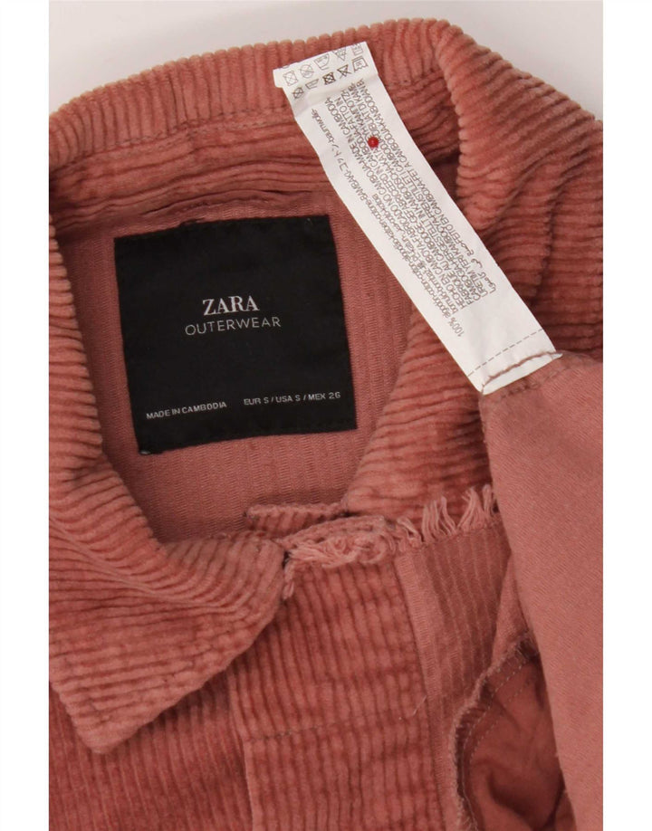 Zara Veste surdimensionnée en velours côtelé pour femme UK 10 Petit coton rose