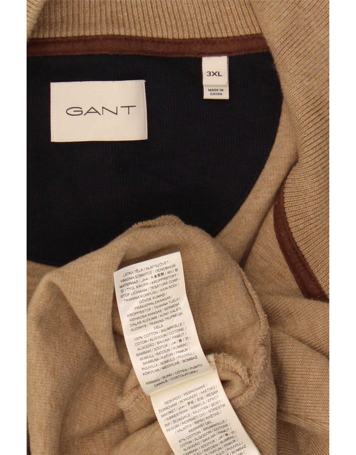 Gant Pull col zippé pour homme 3XL Beige Coton