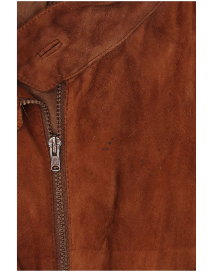 veste en daim bomber homme vintage IT 52 XL cuir marron