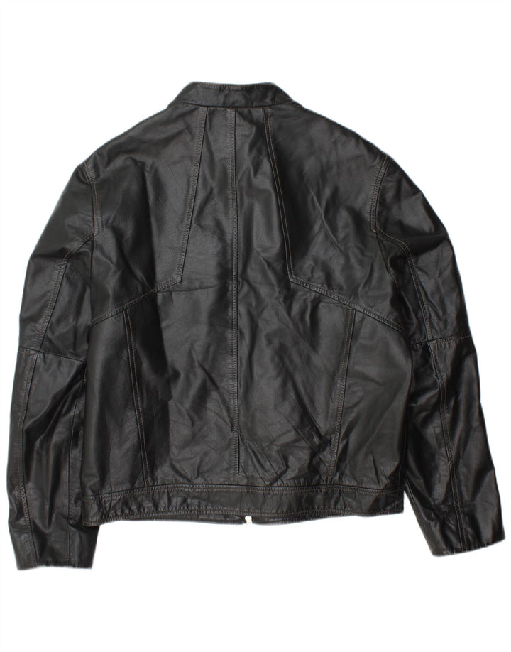 DAVID MAYER Veste en cuir pour homme UK 38 Cuir noir moyen