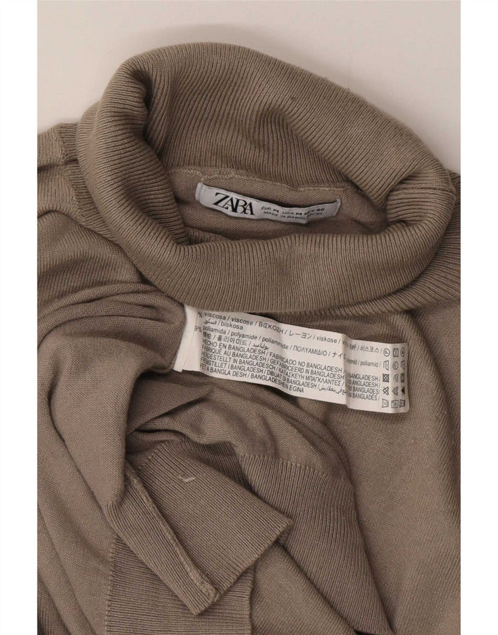 Zara Pull Col Roulé Homme Gris Moyen Viscose