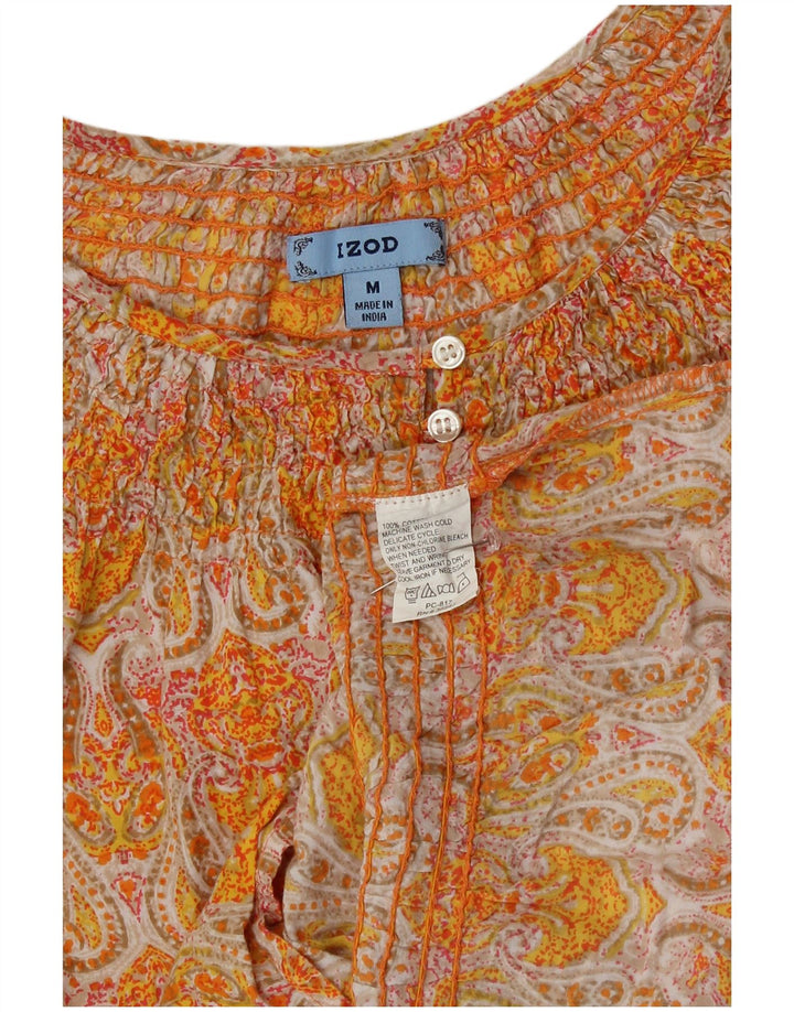 Izod Chemisier Femme Top UK 12 Jaune Moyen Paisley Coton