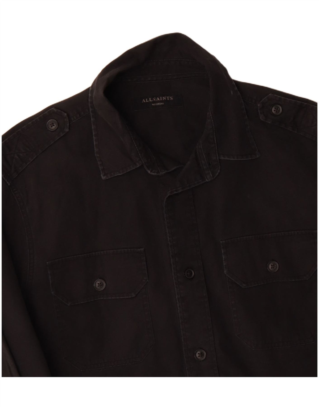 ALL SAINTS Chemise Militaire Homme Noir Moyen Coton