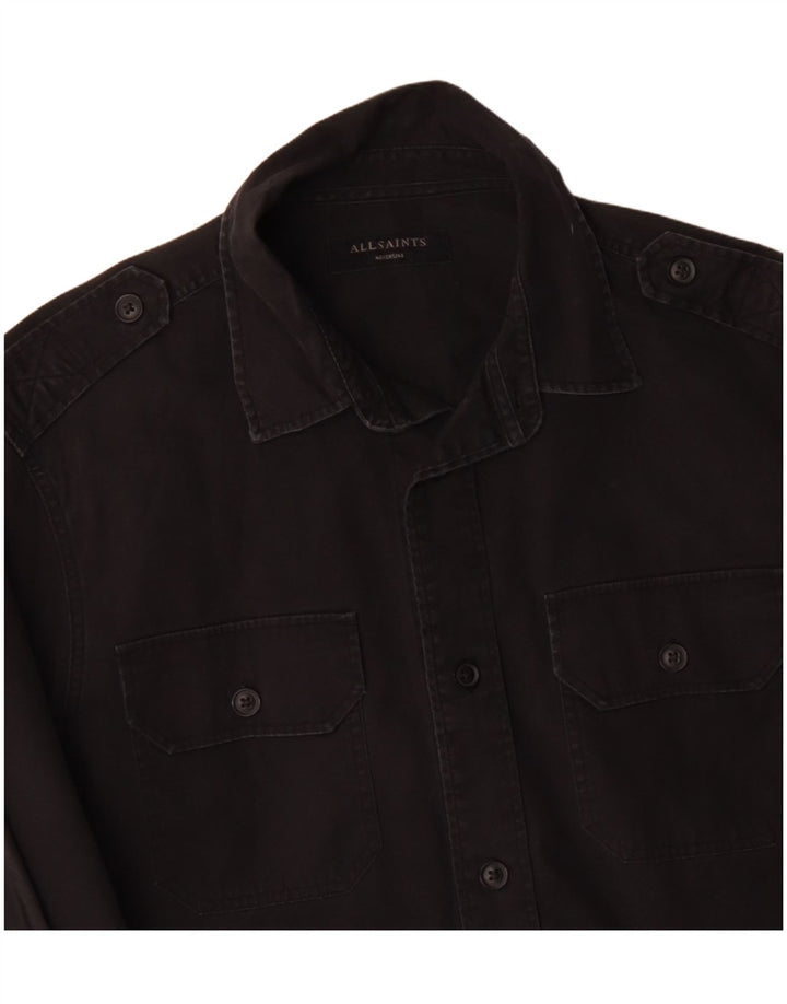 ALL SAINTS Chemise Militaire Homme Noir Moyen Coton