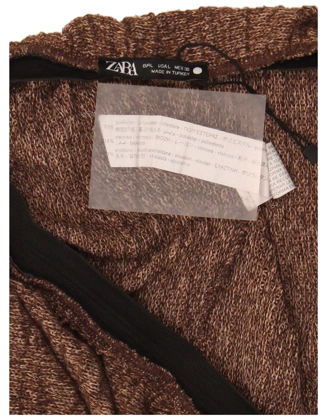 Zara Femme Jupe Droite En Tricot Large W30 Marron Moucheté Polyester
