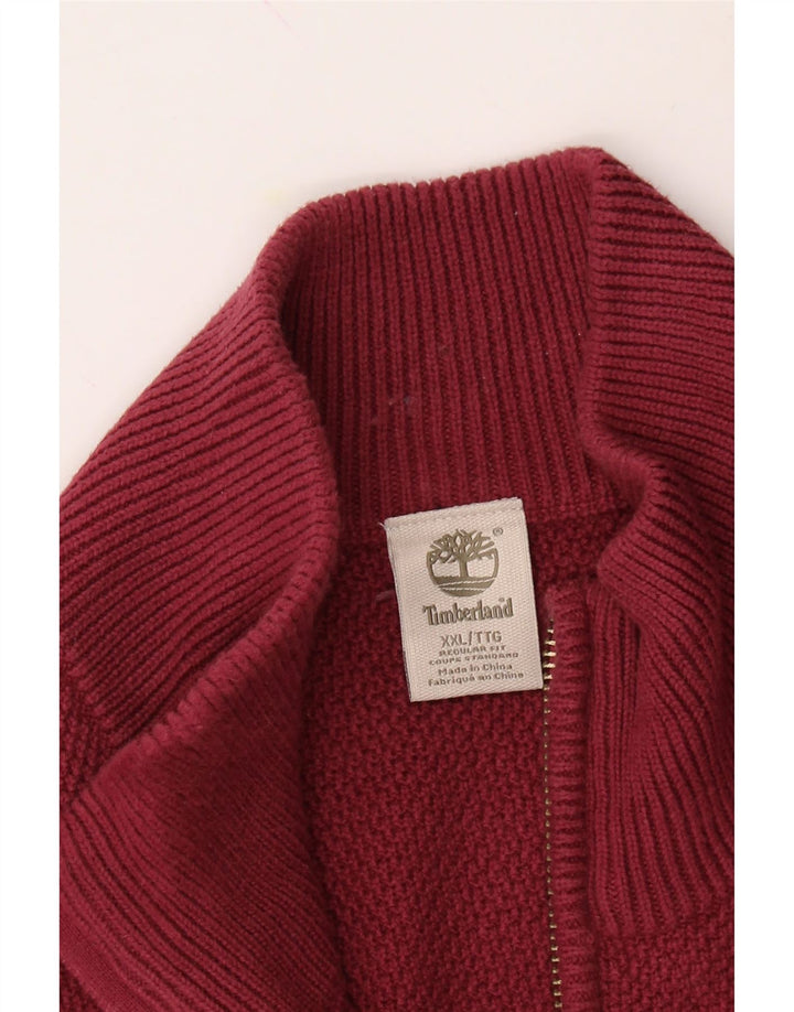 TIMBERLAND Mens Zip Neck Jumper Sweater 2XL Red Cotton Vintage Timberland and Second-Hand Timberland from Messina Hembry 