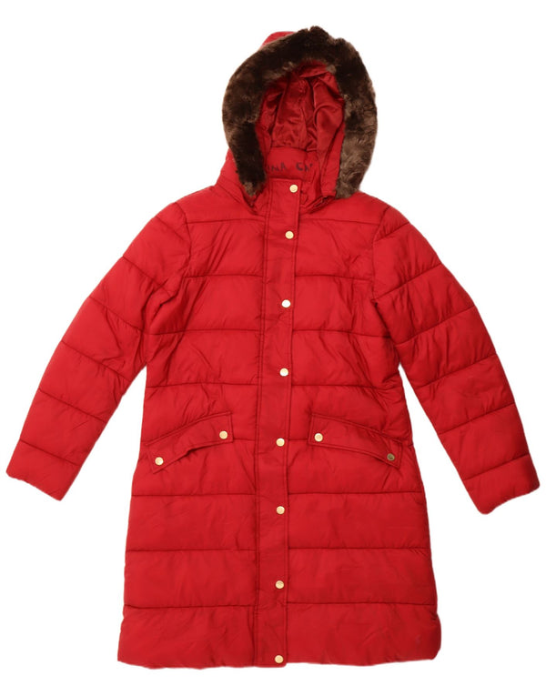 Joules Manteau matelassé à capuche pour femme UK 44 Large Rouge Polyamide