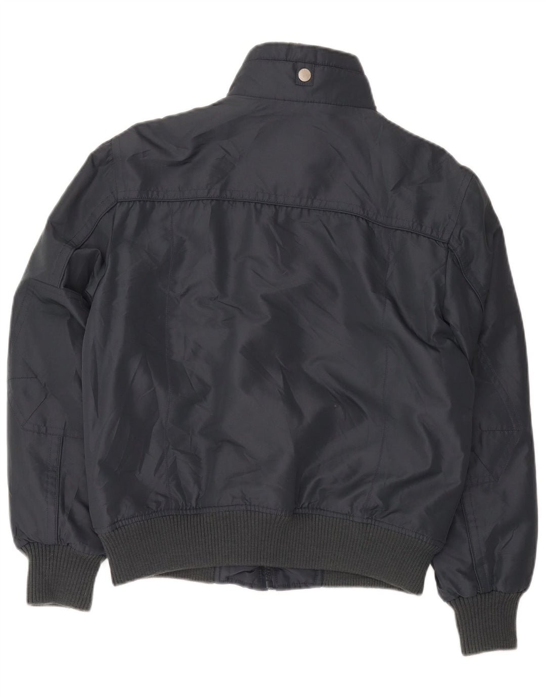 vintage Mens Bomber Jacket UK 38 Polyester Gris Moyen