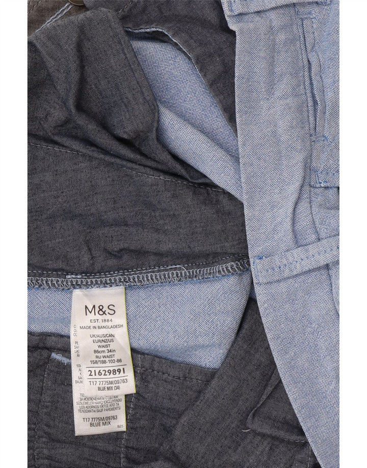 Marks & Spencer Short Chino Homme W34 Grand Bleu Coton