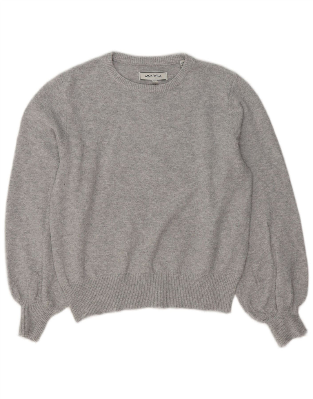 JACK WILLS Pull surdimensionné à col rond pour femme UK 8 Petit Gris