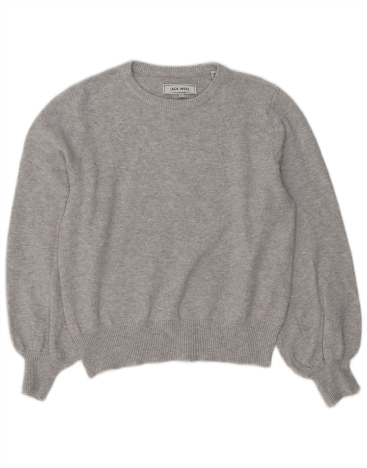 JACK WILLS Pull surdimensionné à col rond pour femme UK 8 Petit Gris