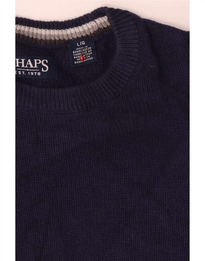 Chaps Pull à col rond pour homme en coton bleu marine Taille L