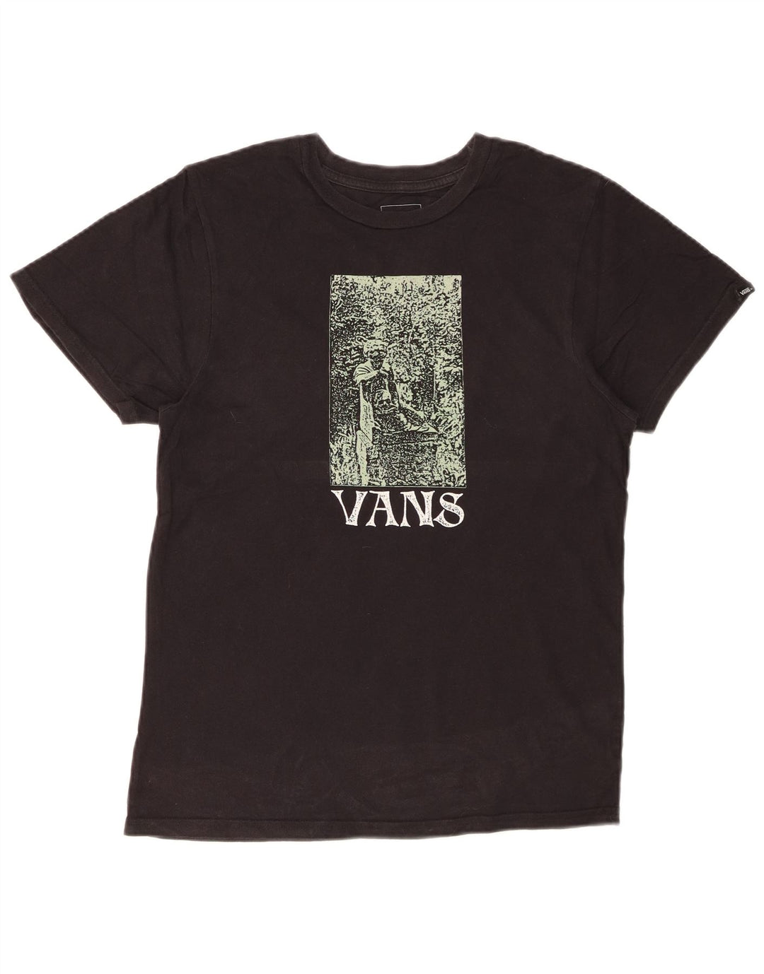 VANS T-shirt graphique pour hommes, coupe personnalisée, petit, en coton noir