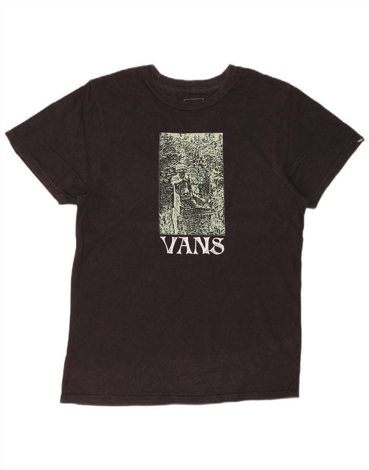VANS T-shirt graphique pour hommes, coupe personnalisée, petit, en coton noir
