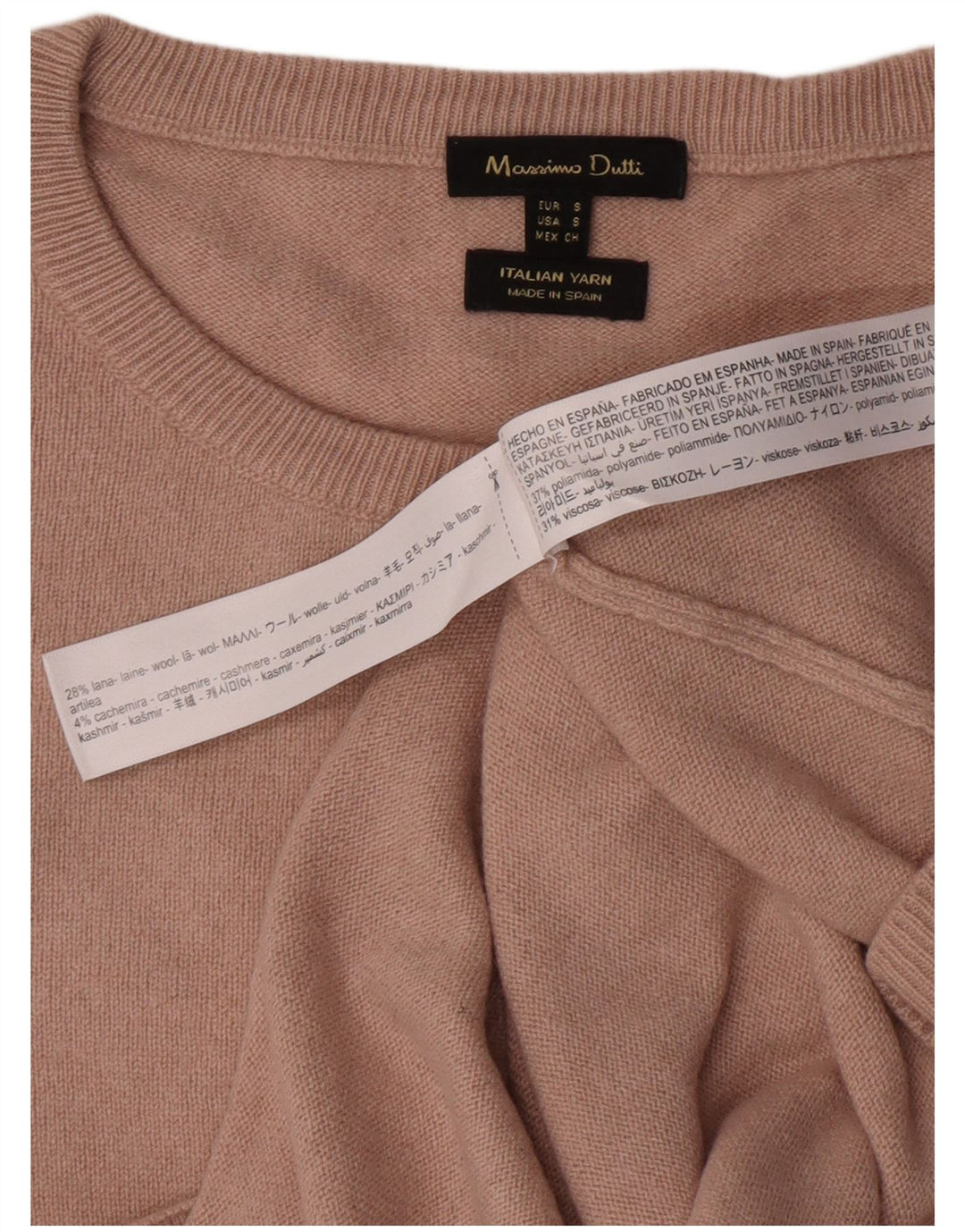 Massimo Dutti Pull col bateau pour femme UK 10 Petit Beige Polyamide