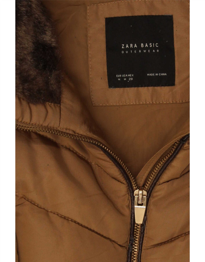 Zara Veste matelassée pour femme UK 12 Polyester marron moyen