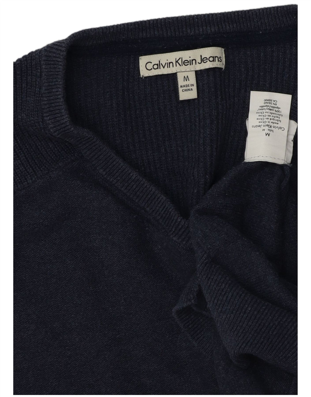CALVIN KLEIN JEANS Pull Col V Homme Bleu Marine Moyen Coton
