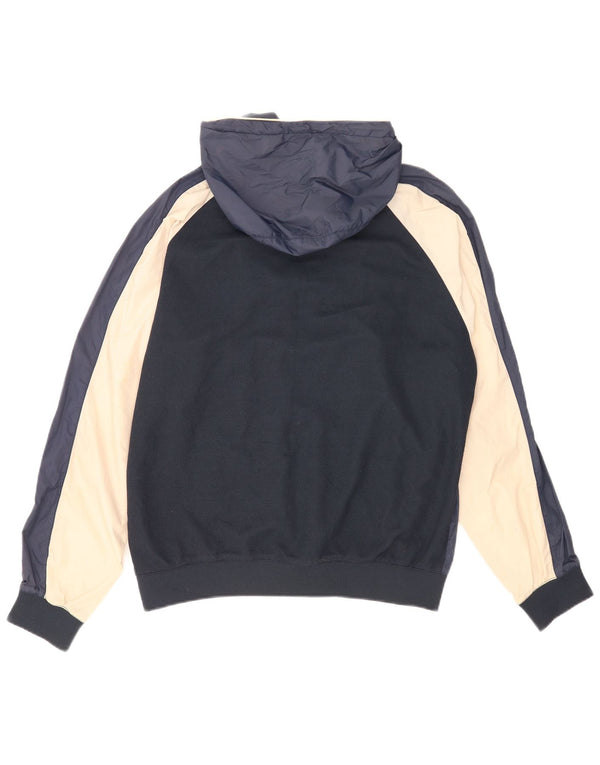 Zara Veste bomber à capuche pour homme UK 40 Large Bleu marine Colorblock Nylon