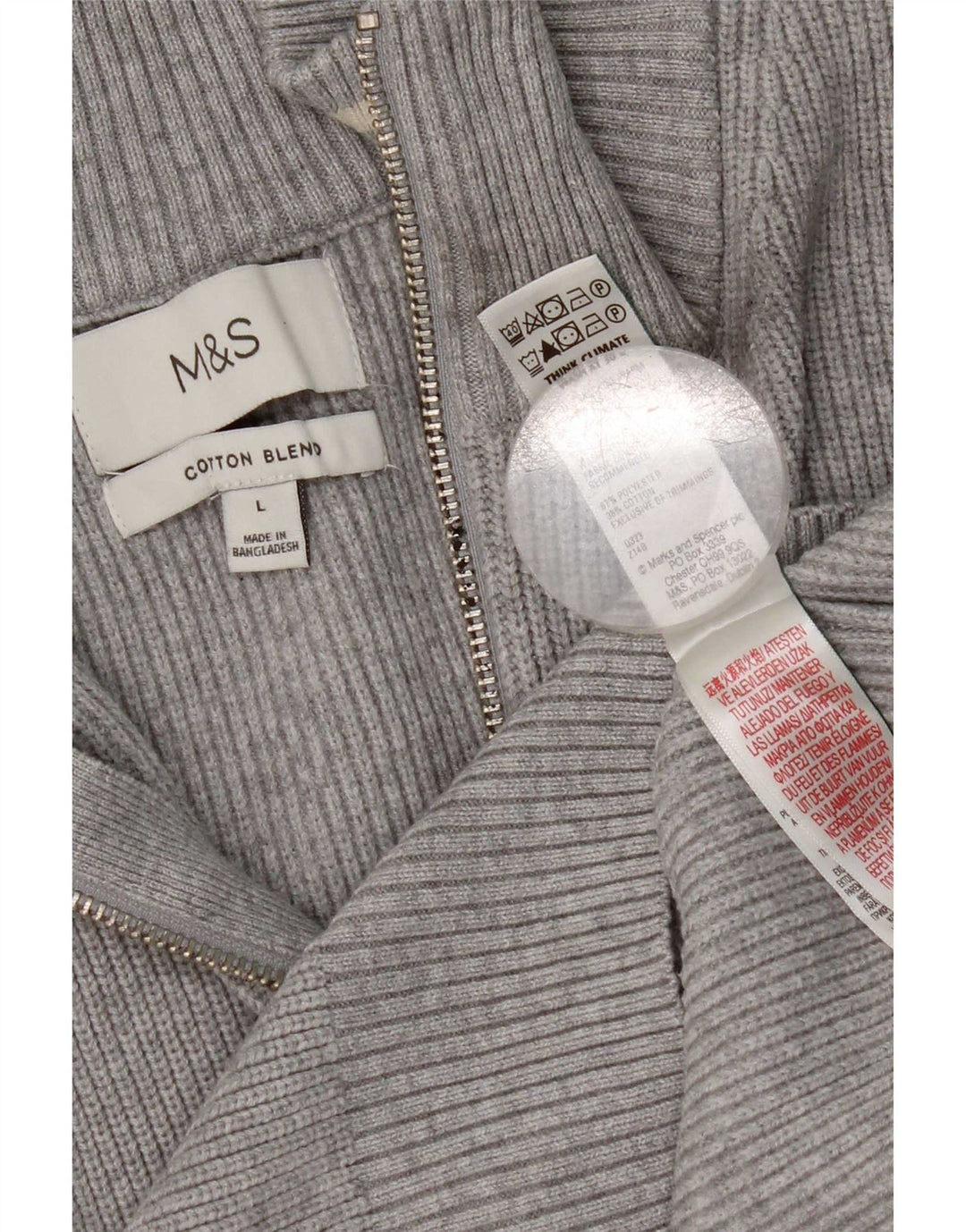 Marks & Spencer Pull coupe classique à col zippé pour homme, grand gris