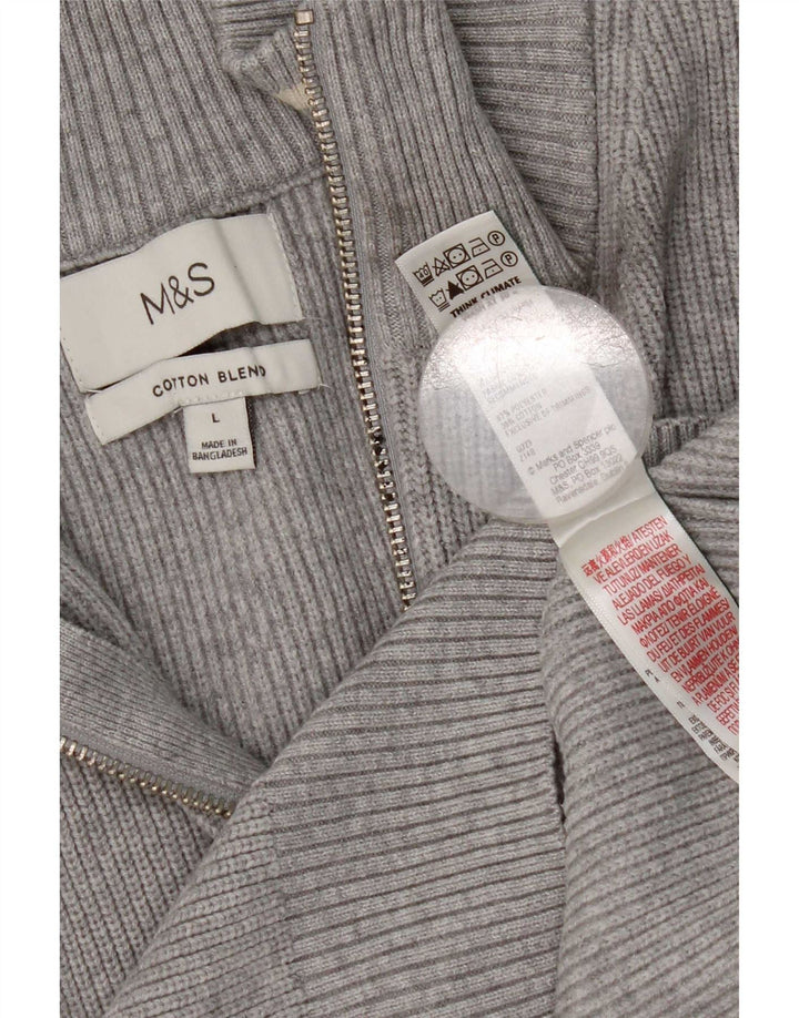 Marks & Spencer Pull coupe classique à col zippé pour homme, grand gris