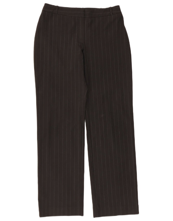 Oasis Pantalon décontracté droit pour femme UK 10 Small W30 L30 Noir à fines rayures
