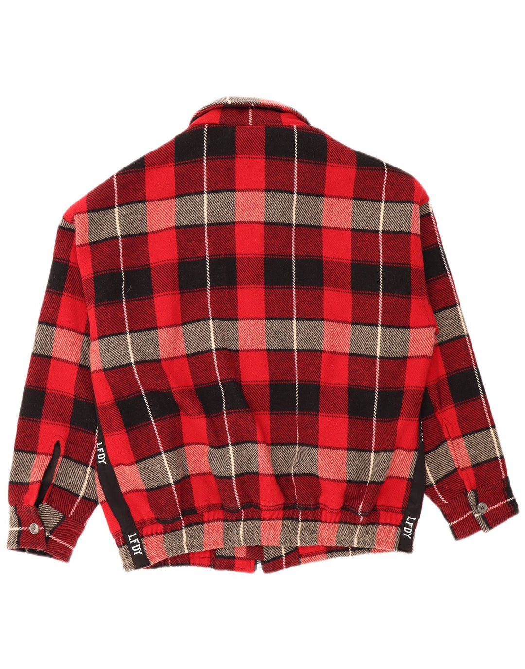 LFDY Veste Bomber Homme UK 40 Grande Laine à Carreaux Rouge