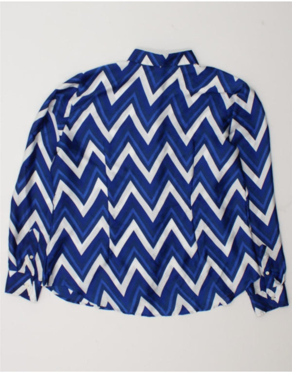 Ralph Lauren Chemisier Femme UK 18 XL Bleu Chevron Polyester