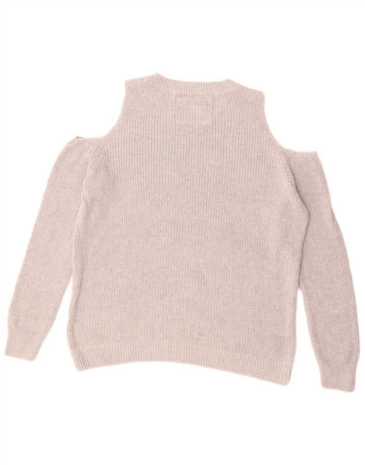 SUPERDRY Pull graphique à col bateau pour femme UK 14 Gris moyen