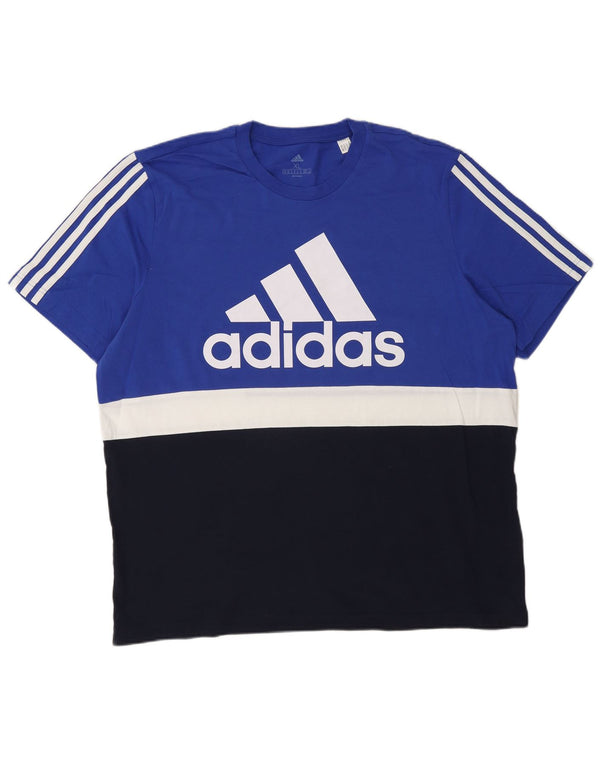 Adidas T-shirt graphique pour homme XL Bleu Colorblock