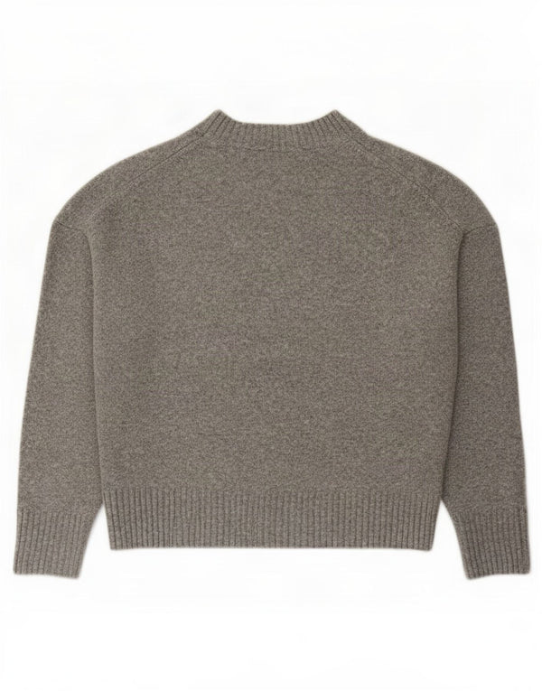 Zara Pull surdimensionné à col rond pour femme UK 10 Petit Gris