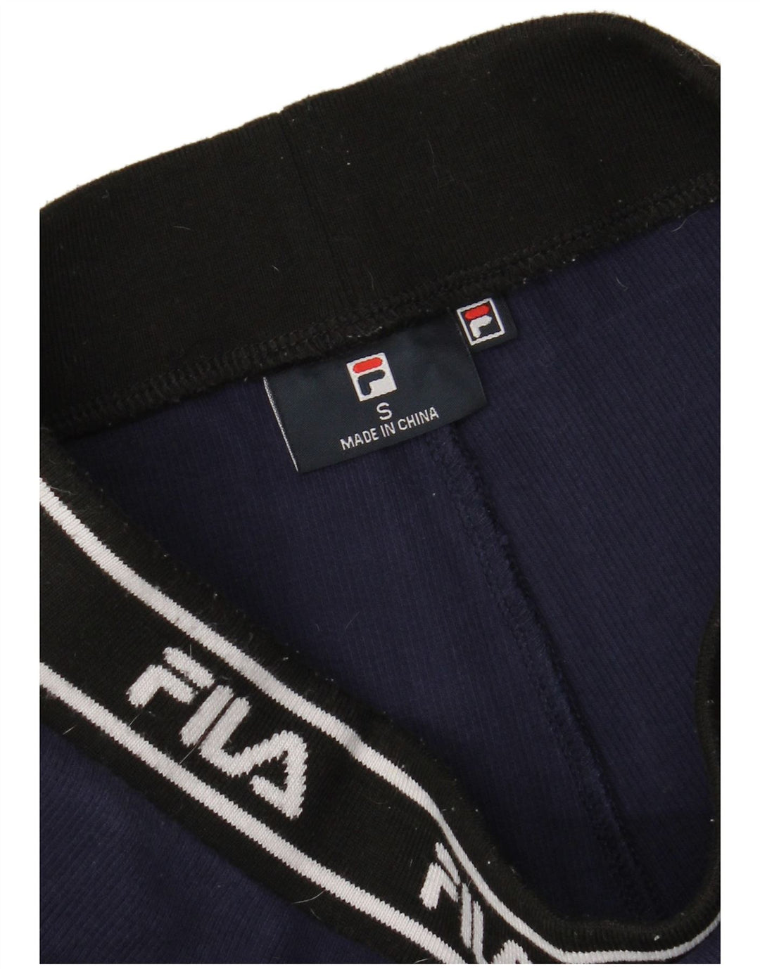 FILA Womens Graphic Leggings UK 8 Small  Navy Blue Cotton