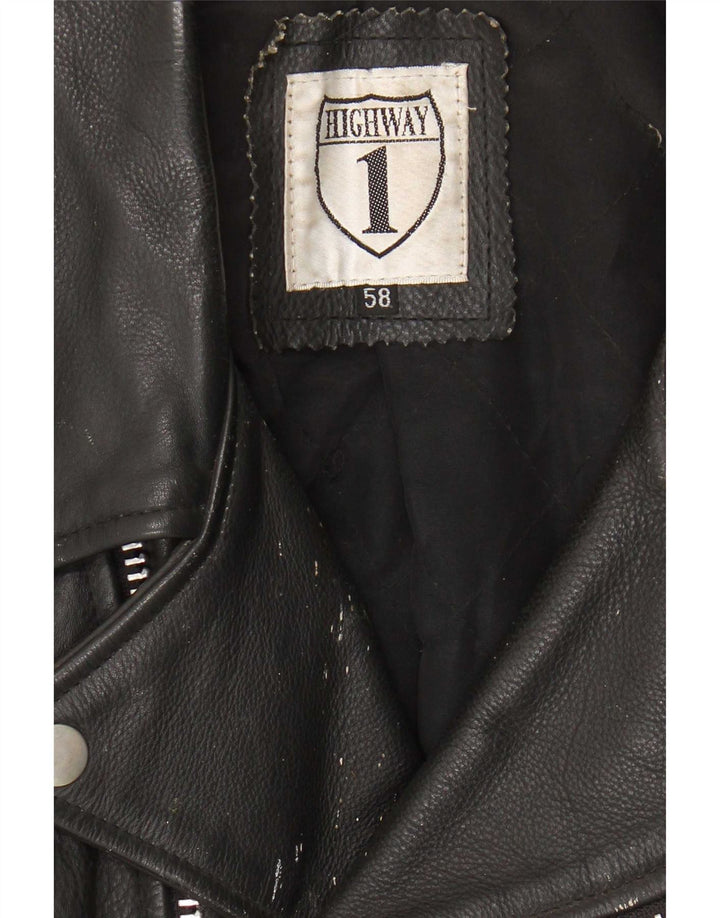 Highway 1 Veste de motard en cuir pour homme Taille 58 3XL Noir