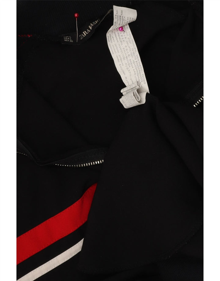 Zara Veste de survêtement pour femme UK 16 Large Noir Colorblock Polyester