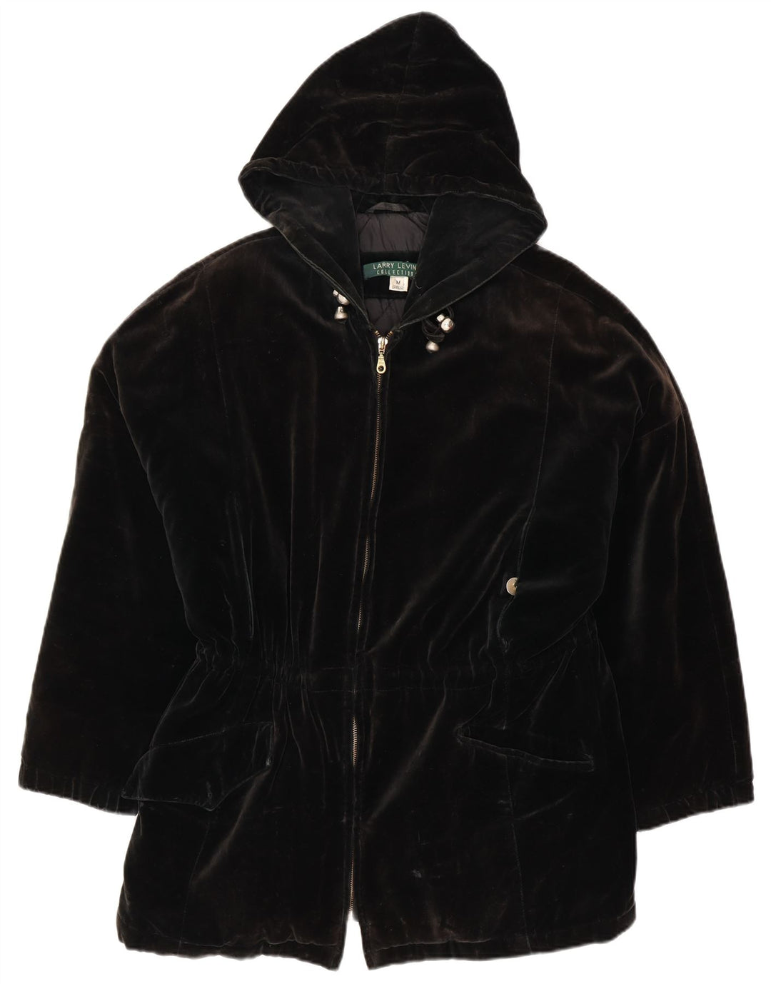 LARRY LEVINE Veste coupe-vent à capuche coupe ample pour femme UK 14 Noir moyen