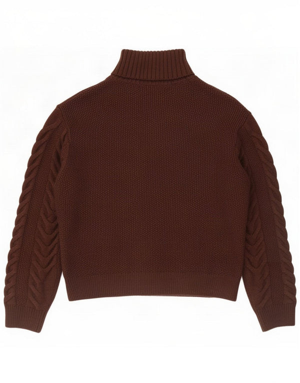 Marks & Spencer Pull col roulé pour femme UK 14 Acrylique marron moyen