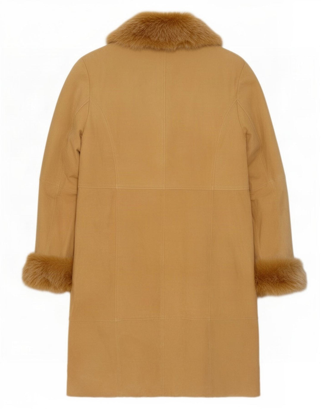 vintage Femme Suède Pardessus EU 38 Cuir Beige Moyen