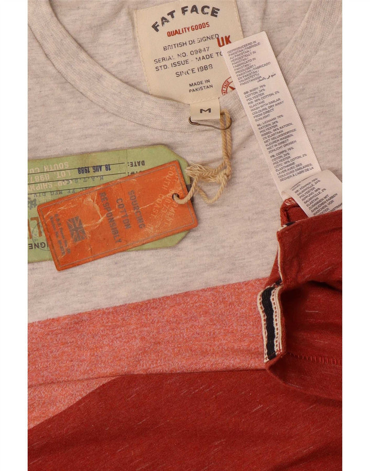 Fat Face T-Shirt Homme Coton Rayé Rouge Moyen