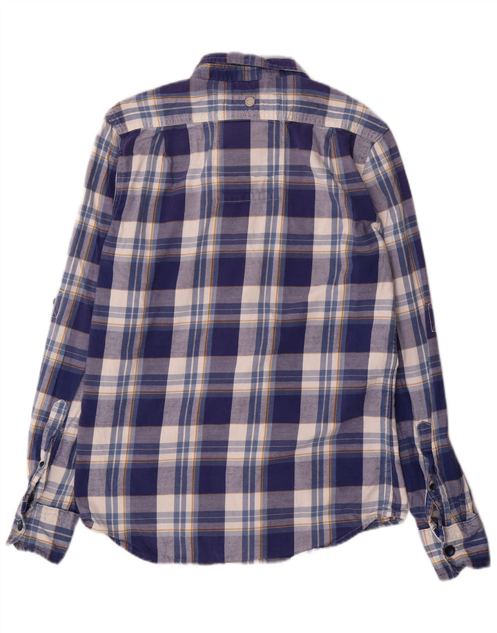 Superdry Chemise Flanelle Homme Bleu Marine Moyen Carreaux Coton