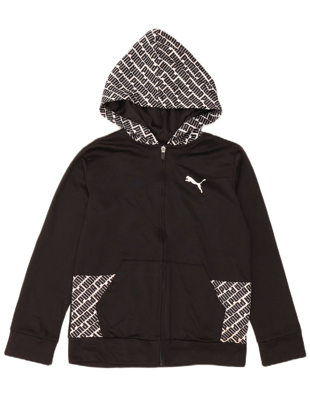 PUMA Sweat à capuche graphique zippé pour garçon 10-11 ans Noir moyen Polyester
