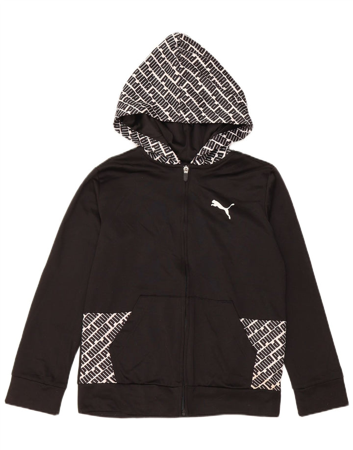 PUMA Sweat à capuche graphique zippé pour garçon 10-11 ans Noir moyen Polyester