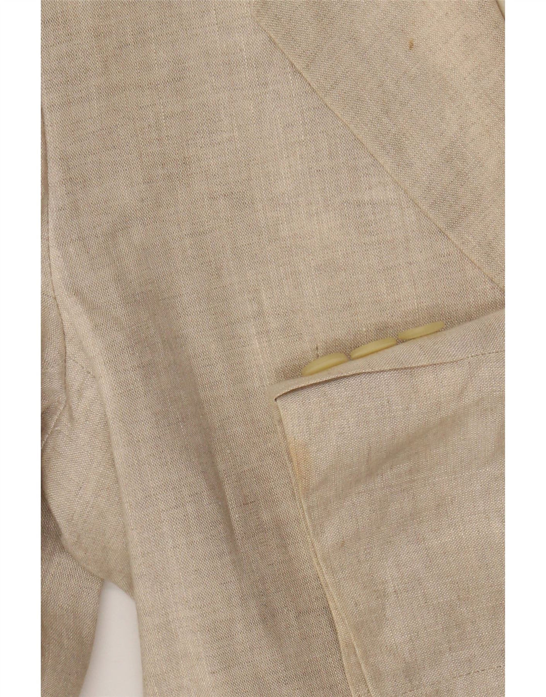 Benetton Veste Blazer 2 Boutons Femme IT 40 Petit Lin Beige